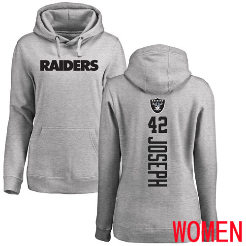 Oakland Raiders Ash Women Karl Joseph Backer NFL Football 42 Pullover Hoodie Sweatshirts